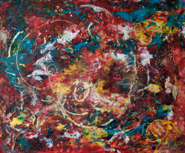 Malerei mit dem Titel "abstract in felle k…" von Nelie Meininger, Original-Kunstwerk, Öl