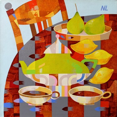 Malerei mit dem Titel "Table on the veranda" von Neli Lukashyk, Original-Kunstwerk, Acryl