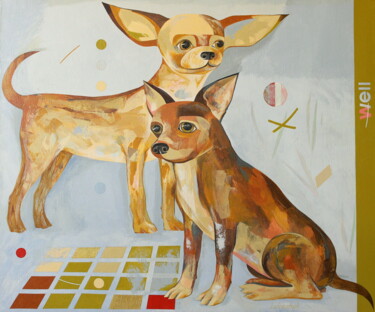 Painting titled "Dogs XXS" by Neli Lukashyk, Original Artwork, Acrylic