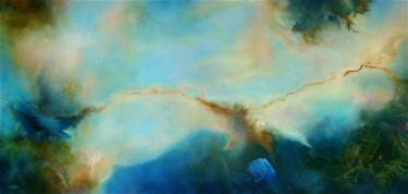 Painting titled "DRAGONIS" by Nelly Kieffer, Original Artwork, Oil Mounted on Wood Stretcher frame