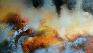 Painting titled "Promesse" by Nelly Kieffer, Original Artwork, Oil Mounted on Wood Stretcher frame