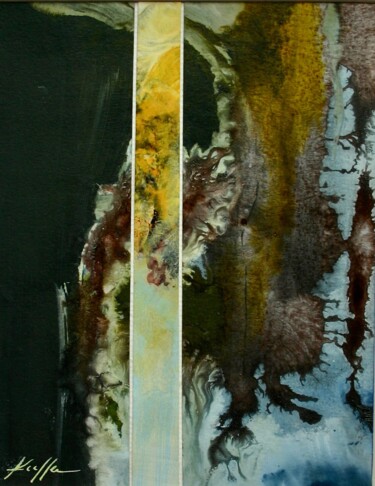 Peinture intitulée "Composition n°56" par Nelly Kieffer, Œuvre d'art originale, Huile Monté sur Carton