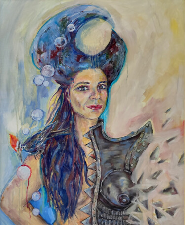 Painting titled "Cancer-Warrior" by Nelisa Nela Baždar, Original Artwork, Oil