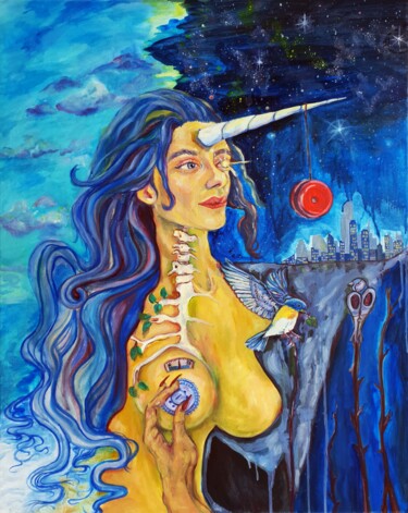 Pittura intitolato "Aquarius - And Uran…" da Nelisa Nela Baždar, Opera d'arte originale, Olio