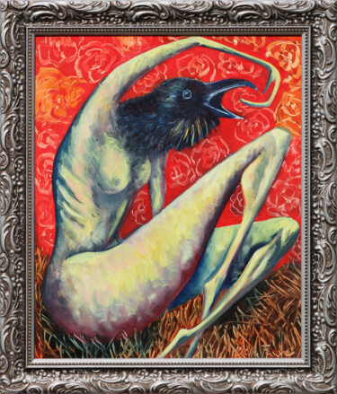 Painting titled "Never More" by Nella Fauve, Original Artwork, Oil Mounted on Wood Stretcher frame