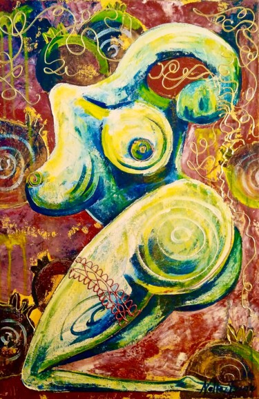 Картина под названием "Garter" - Nella Fauve, Подлинное произведение искусства, Акрил Установлен на Деревянная рама для носи…