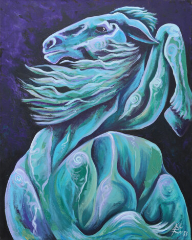 Malarstwo zatytułowany „Horse in the eyes o…” autorstwa Nella Fauve, Oryginalna praca, Akryl