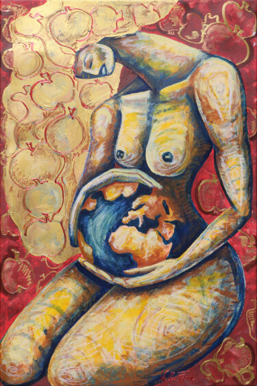 Malarstwo zatytułowany „Goddess” autorstwa Nella Fauve, Oryginalna praca, Akryl