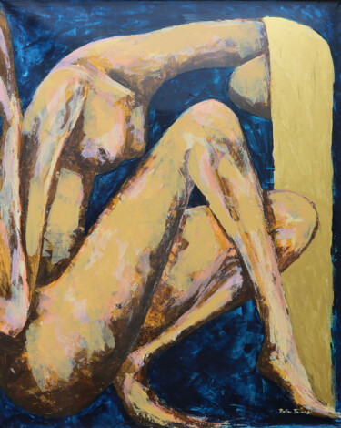 Malerei mit dem Titel "Blue" von Nella Fauve, Original-Kunstwerk, Acryl Auf Keilrahmen aus Holz montiert