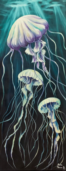 Peinture intitulée "Jellyfish" par Nella Fauve, Œuvre d'art originale, Huile