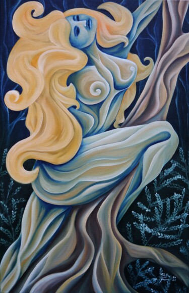 Malerei mit dem Titel "The Wild Woman" von Nella Fauve, Original-Kunstwerk, Öl