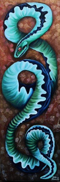 Painting titled "Viper Snake" by Nella Fauve, Original Artwork, Oil