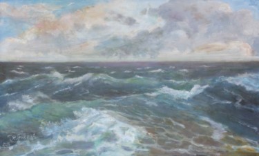 Painting titled "Black Sea" by Nella Genkina, Original Artwork, Oil