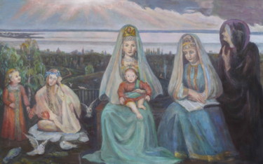 Malerei mit dem Titel "Slavic Women's World" von Nella Genkina, Original-Kunstwerk, Öl
