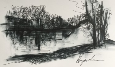Рисунок под названием "Пейзаж" - Nelli Lopatina, Подлинное произведение искусства, Гелевая ручка