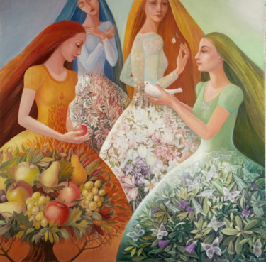 Pintura intitulada "Seasons" por Nelli Tsenova, Obras de arte originais, Óleo