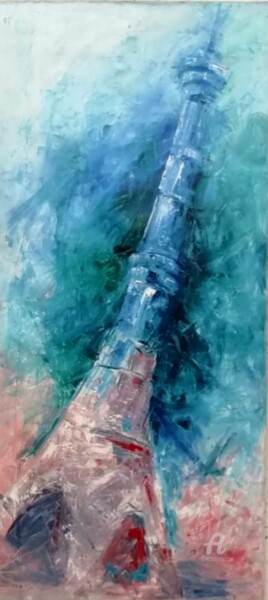 Картина под названием "Останкинская башня" - Neka Demarty, Подлинное произведение искусства, Масло Установлен на artwork_cat.
