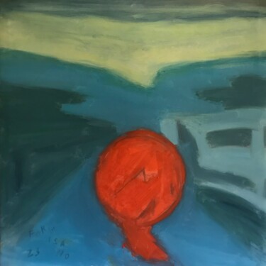 Painting titled "Soccer ball-" by Nello Formisano, Original Artwork, Oil Mounted on Wood Stretcher frame