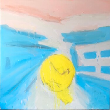 Painting titled "Soccer ball 12-" by Nello Formisano, Original Artwork, Oil Mounted on Wood Stretcher frame