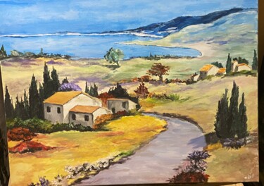Peinture intitulée "Paysage Provençal a…" par Nelly, Œuvre d'art originale, Acrylique