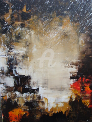 Painting titled "Aube de neige. A l'…" by Nelly Carnet, Original Artwork, Acrylic Mounted on Wood Stretcher frame