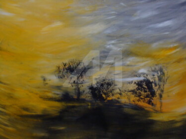 Painting titled "Le meurtre du soleil" by Nelly Carnet, Original Artwork, Acrylic Mounted on Wood Stretcher frame