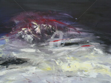 Painting titled "Orage sur la mer, h…" by Nelly Carnet, Original Artwork, Acrylic Mounted on Wood Stretcher frame