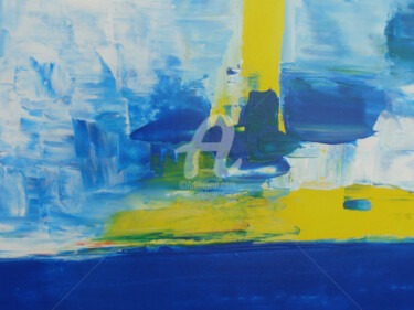 Painting titled "Partition de bleu e…" by Nelly Carnet, Original Artwork, Acrylic Mounted on Wood Stretcher frame