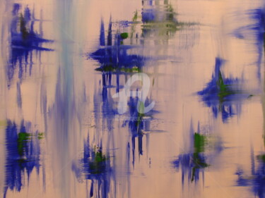 Painting titled "Le bleu en vibratio…" by Nelly Carnet, Original Artwork, Acrylic Mounted on Wood Stretcher frame