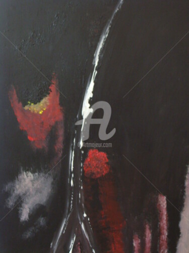 Painting titled "L'hirondelle rouge…" by Nelly Carnet, Original Artwork, Acrylic Mounted on Wood Stretcher frame