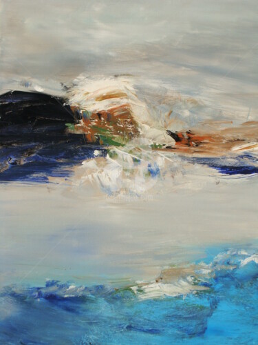Peinture intitulée "La mer dans la baie…" par Nelly Carnet, Œuvre d'art originale, Acrylique Monté sur Châssis en bois
