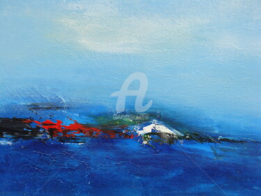 Peinture intitulée "Une île dans le bleu" par Nelly Carnet, Œuvre d'art originale, Acrylique Monté sur Châssis en bois