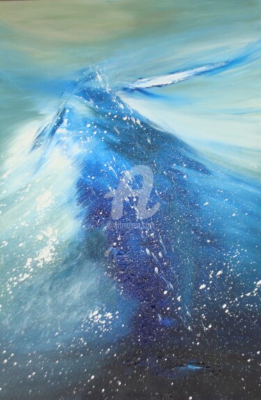 Peinture intitulée "Cheminement bleu d'…" par Nelly Carnet, Œuvre d'art originale, Acrylique Monté sur Châssis en bois