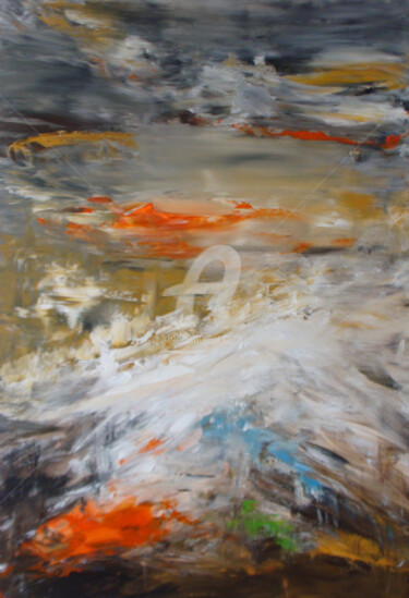 제목이 "Abstraction paysagè…"인 미술작품 Nelly Carnet로, 원작, 아크릴 나무 들것 프레임에 장착됨