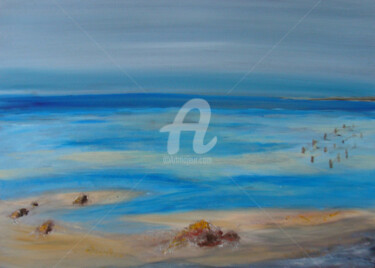 Painting titled "Nudité du paysage" by Nelly Carnet, Original Artwork, Acrylic Mounted on Wood Stretcher frame