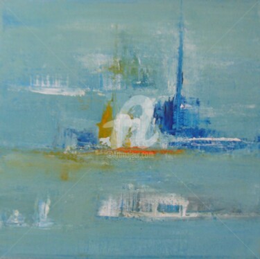 Painting titled "Quelque chose bleue" by Nelly Carnet, Original Artwork, Acrylic Mounted on Wood Stretcher frame