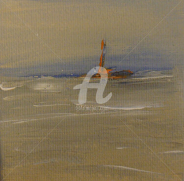 Painting titled "Phare" by Nelly Carnet, Original Artwork, Acrylic Mounted on Wood Stretcher frame