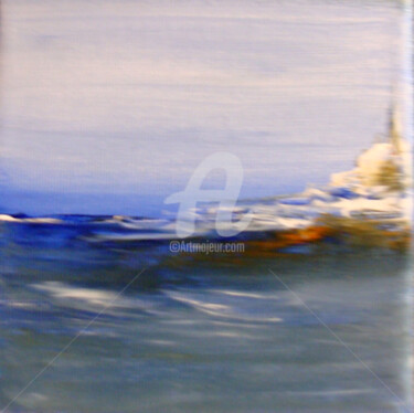 Painting titled "Tumulte dans la baie" by Nelly Carnet, Original Artwork, Acrylic Mounted on Wood Stretcher frame