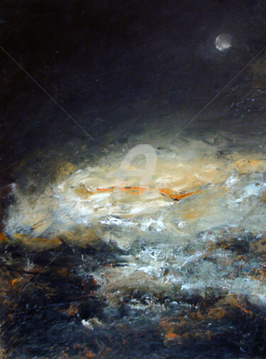 Peinture intitulée "Plaine sous la lune" par Nelly Carnet, Œuvre d'art originale, Acrylique Monté sur Châssis en bois