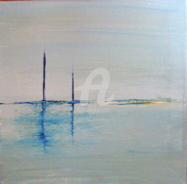 Painting titled "Repos" by Nelly Carnet, Original Artwork, Acrylic Mounted on Wood Stretcher frame
