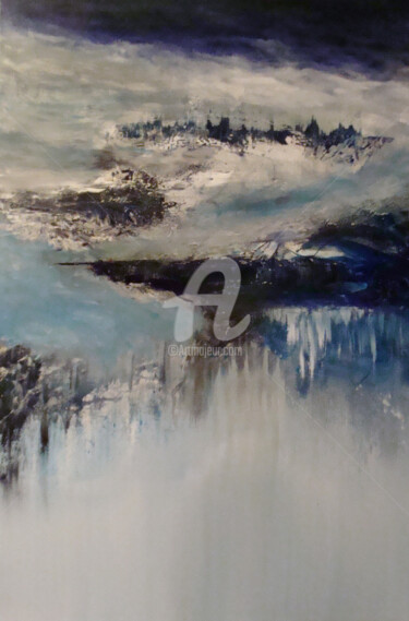 Painting titled "Paysage d'hiver, A…" by Nelly Carnet, Original Artwork, Acrylic Mounted on Wood Stretcher frame
