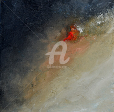 Картина под названием "Trace rouge" - Nelly Carnet, Подлинное произведение искусства, Акрил Установлен на Деревянная рама дл…