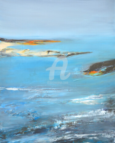 Painting titled "Océan-mer" by Nelly Carnet, Original Artwork, Acrylic Mounted on Wood Stretcher frame