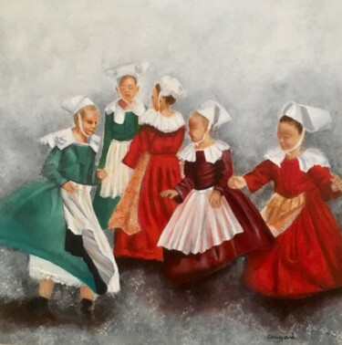 Painting titled "Danseuses des filet…" by Nelly Quéré Cougard, Original Artwork