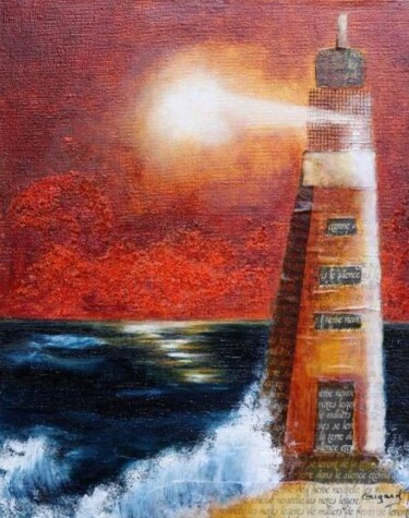 Painting titled "phare du poète" by Nelly Quéré Cougard, Original Artwork