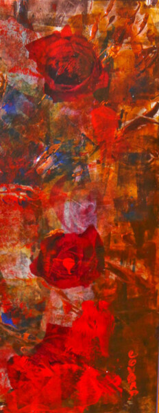 Painting titled "roses rouges2" by Nelly Quéré Cougard, Original Artwork