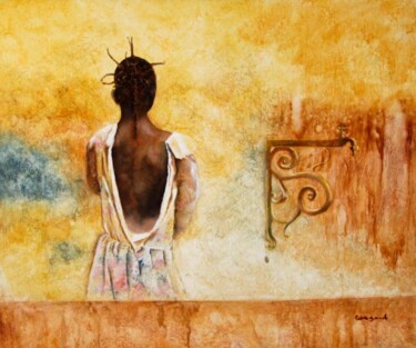 Peinture intitulée "A la fontaine" par Nelly Quéré Cougard, Œuvre d'art originale, Huile