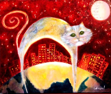 Peinture intitulée "La nuit tous les ch…" par Nelly Quéré Cougard, Œuvre d'art originale, Huile
