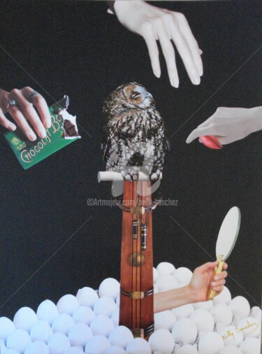 Collages titled "Attends, je réfléch…" by Nelly Sanchez, Original Artwork