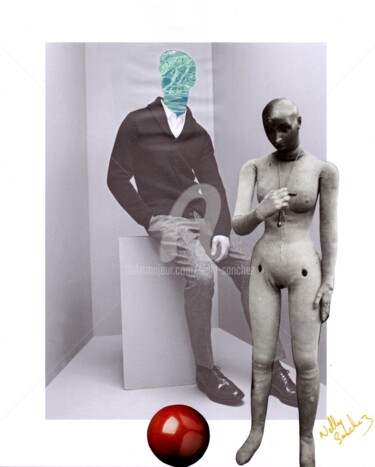 Collagen mit dem Titel "Couple fig.1" von Nelly Sanchez, Original-Kunstwerk